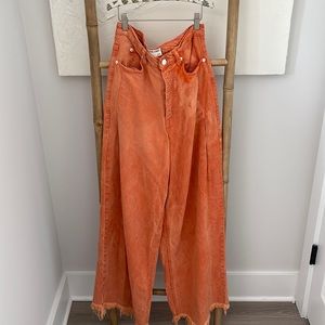 FREE PEOPLE OLE WESTERN JEANS ORANGE SIZE 27🍊